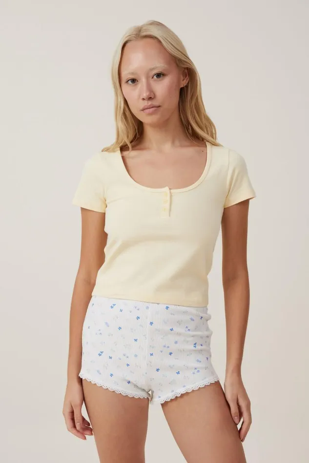 Women Shorts Cotton On Rib Lace Short Maeve Disty Blue Women Shorts Cotton On Rib Lace Short Maeve Disty Blue