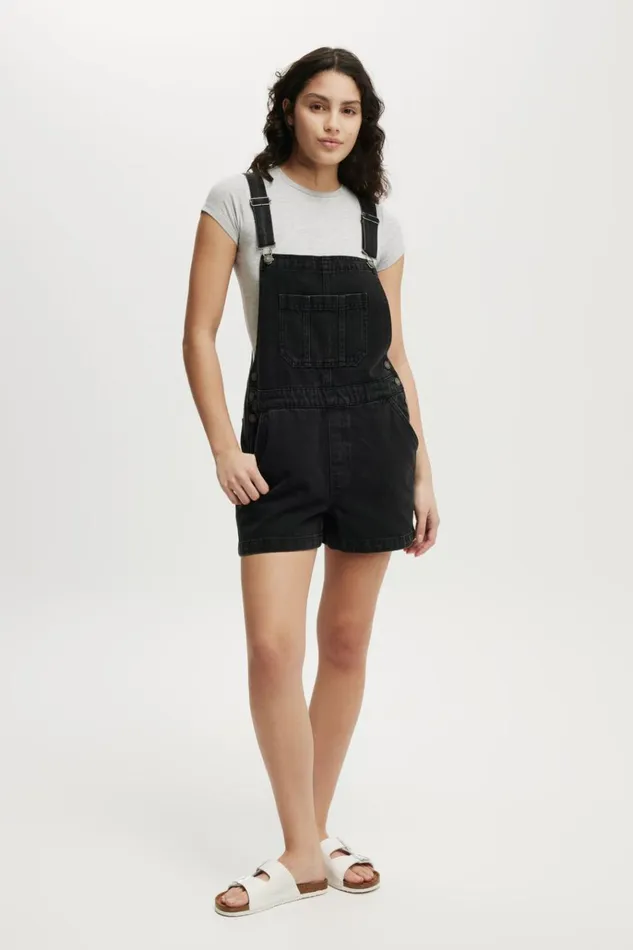 Women Shorts Cotton On Short Denim Overall Graphite Black Women Shorts Cotton On Short Denim Overall Graphite Black