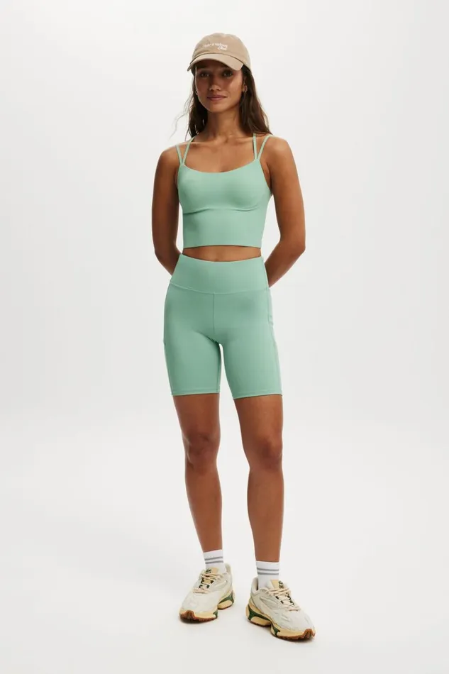 Women Shorts Cotton On Ultra Luxe Mesh Pocket Bike Short Malachite Green