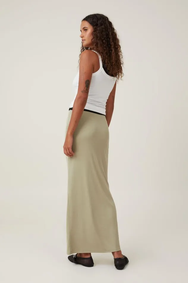 Women Skirts Cotton On Staple Rib Maxi Skirt Desert Sage