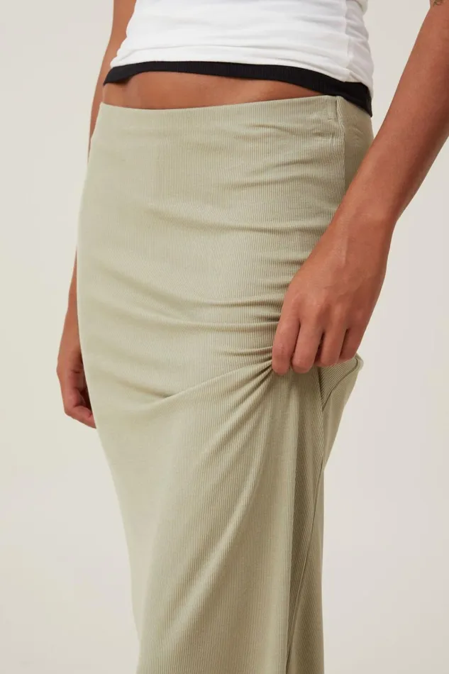 Women Skirts Cotton On Staple Rib Maxi Skirt Desert Sage