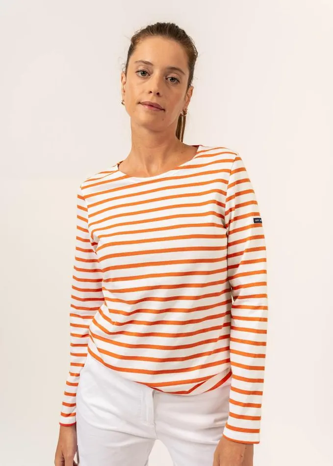 Women Summer Collection Saint James MINQUIDAME White Neon Orange