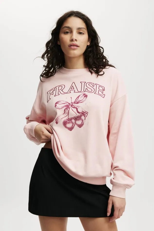 Women Sweaters and Cardigans Cotton On Classic Graphic Crew Sweatshirt Fraise Rose Quartz Women Sweaters and Cardigans Cotton On Classic Graphic Crew Sweatshirt Fraise Rose Quartz