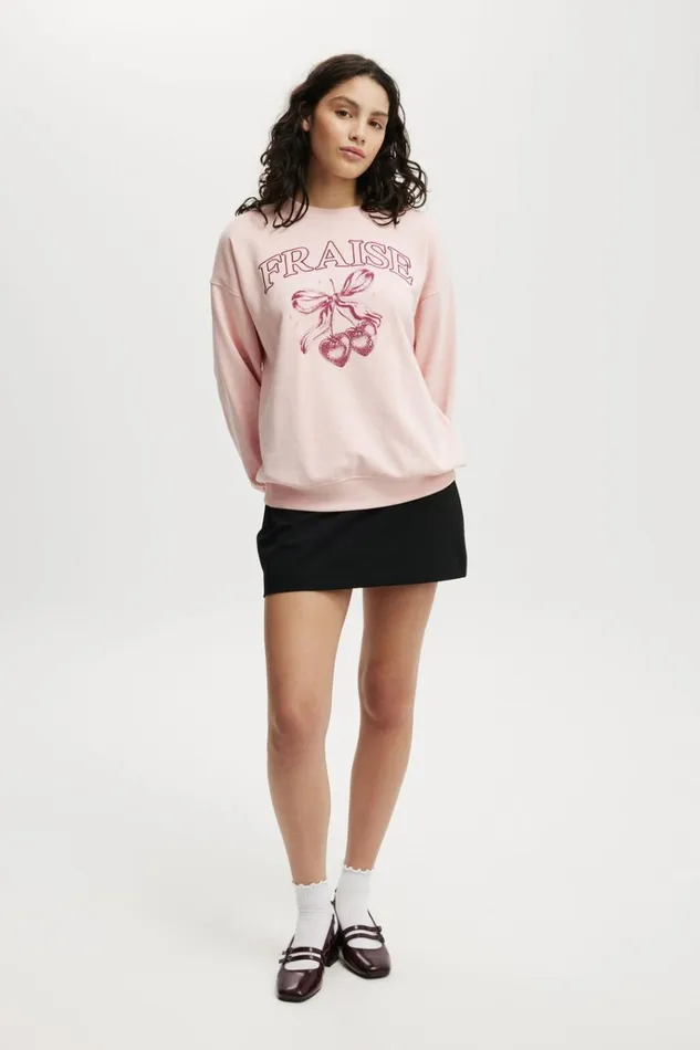 Women Sweaters and Cardigans Cotton On Classic Graphic Crew Sweatshirt Fraise Rose Quartz Women Sweaters and Cardigans Cotton On Classic Graphic Crew Sweatshirt Fraise Rose Quartz