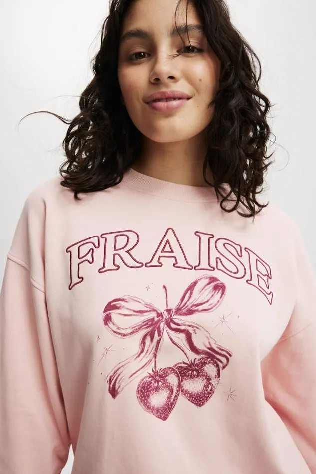 Women Sweaters and Cardigans Cotton On Classic Graphic Crew Sweatshirt Fraise Rose Quartz Women Sweaters and Cardigans Cotton On Classic Graphic Crew Sweatshirt Fraise Rose Quartz