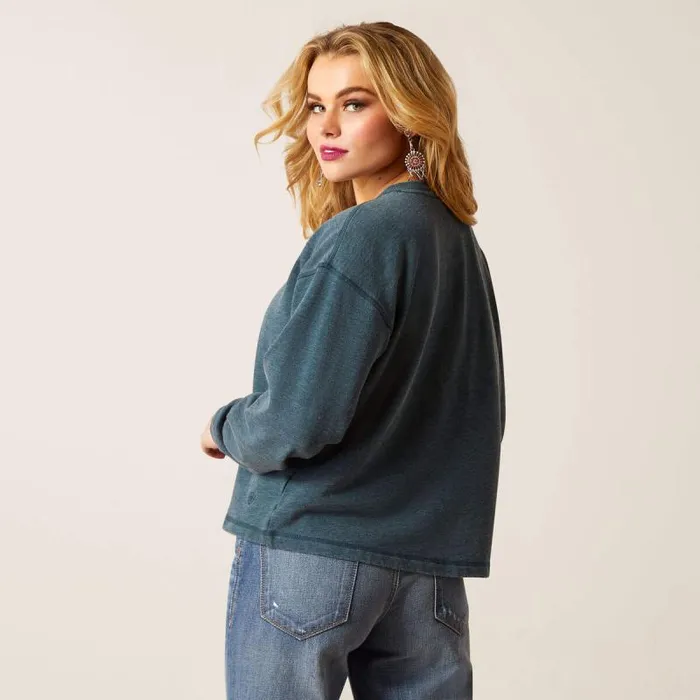 Women Sweatshirts and Hoodies Ariat Ponderosa Crew Sweatshirt Reflecting Pond Women Sweatshirts and Hoodies Ariat Ponderosa Crew Sweatshirt Reflecting Pond