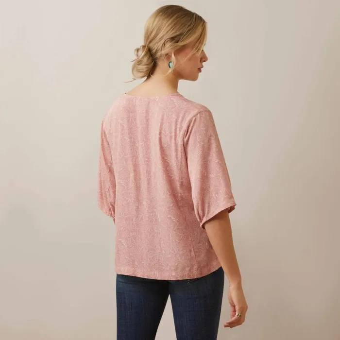 Women TShirts and Tops Ariat Desert Dreams Top Island Blush Tooled Print Women TShirts and Tops Ariat Desert Dreams Top Island Blush Tooled Print