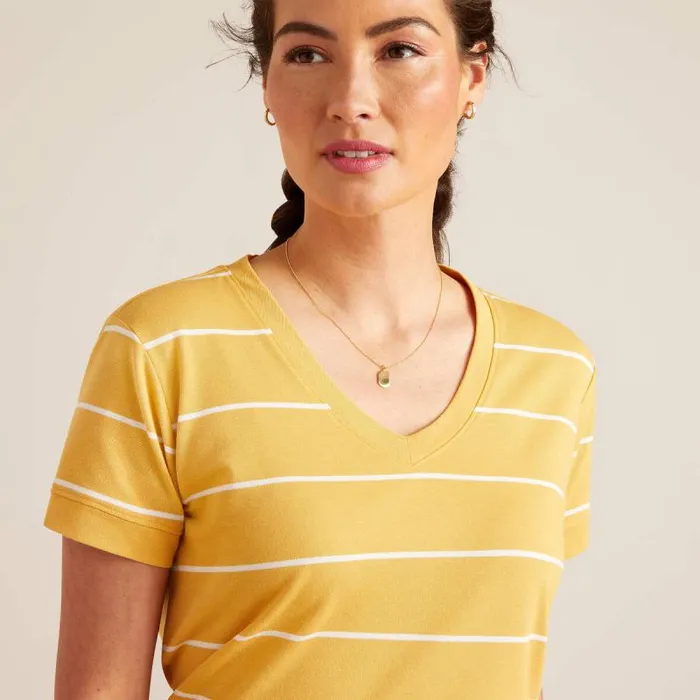 Women TShirts and Tops Ariat Fairford TShirt Ochre Stripe Women TShirts and Tops Ariat Fairford TShirt Ochre Stripe