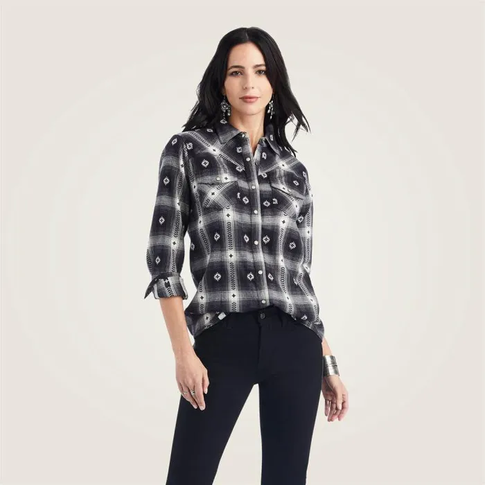 Women TShirts and Tops Ariat REAL Thunderstorm Shirt Thunderstorm Plaid Dobby Flann Women TShirts and Tops Ariat REAL Thunderstorm Shirt Thunderstorm Plaid Dobby Flann