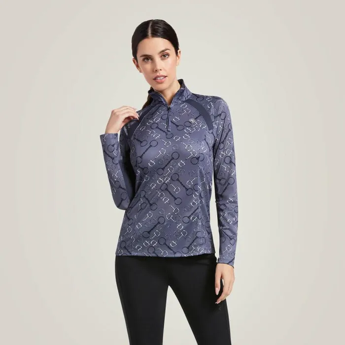 Women TShirts and Tops Ariat Sunstopper 20 14 Zip Baselayer Charcoal Bit Print Women TShirts and Tops Ariat Sunstopper 20 14 Zip Baselayer Charcoal Bit Print