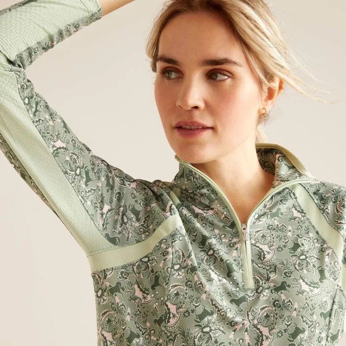 Women TShirts and Tops Ariat Sunstopper 30 14 Zip Baselayer Green Baroque Women TShirts and Tops Ariat Sunstopper 30 14 Zip Baselayer Green Baroque