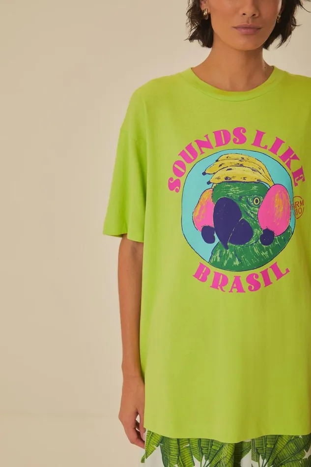Women TShirts Farm Rio Green Sounds Like Brasil Organic Cotton TShirt