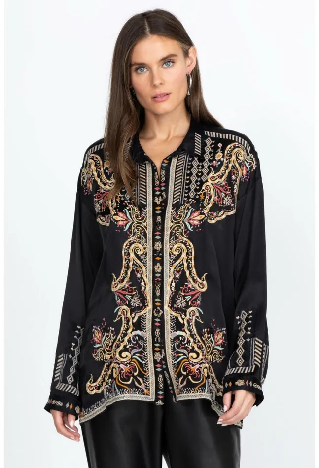 Women Tandit Blouse Darkest Spruce Johnny Was Tops