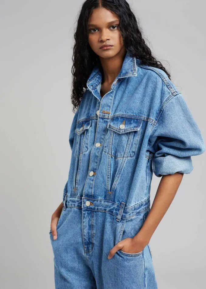 Women The Frankie Shop Jas Denim Jumpsuit 8211 Dark Indigo Dark Indigo
