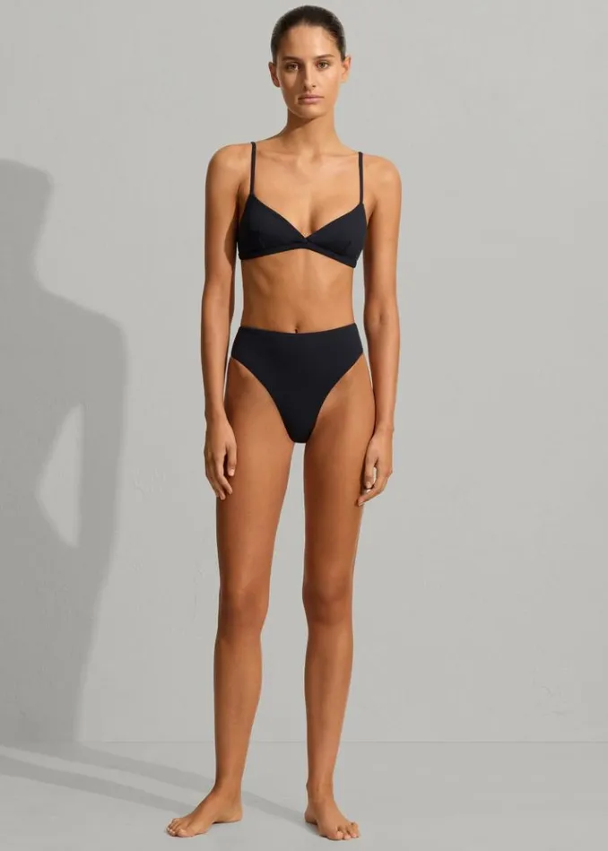 Women The Frankie Shop Matteau Tri Bikini Top 8211 Navy Crinkle Navy Crinkle