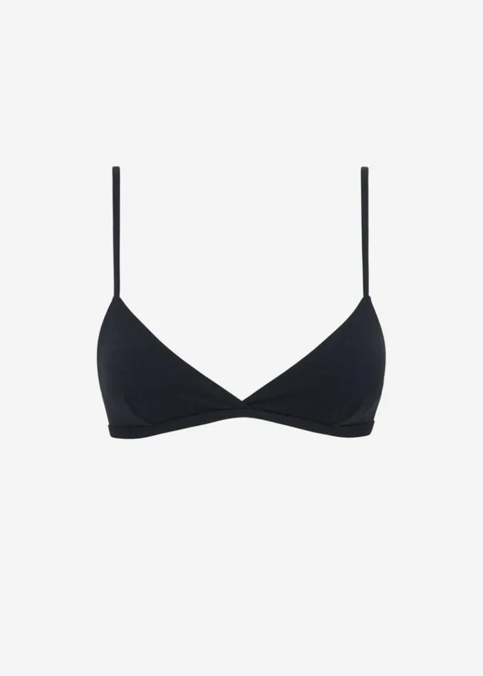 Women The Frankie Shop Matteau Tri Bikini Top 8211 Navy Crinkle Navy Crinkle