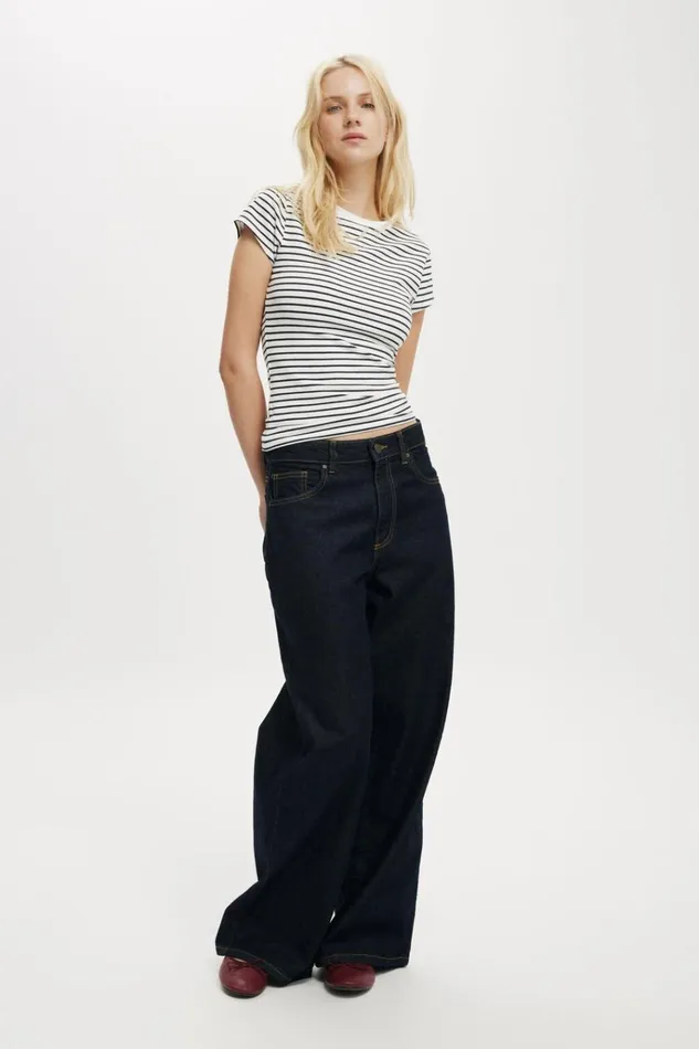 Women Tops Cotton On All Day Crew Tee Ash Stripe Vintage Whiteink Navy Women Tops Cotton On All Day Crew Tee Ash Stripe Vintage Whiteink Navy
