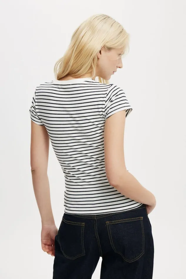 Women Tops Cotton On All Day Crew Tee Ash Stripe Vintage Whiteink Navy Women Tops Cotton On All Day Crew Tee Ash Stripe Vintage Whiteink Navy