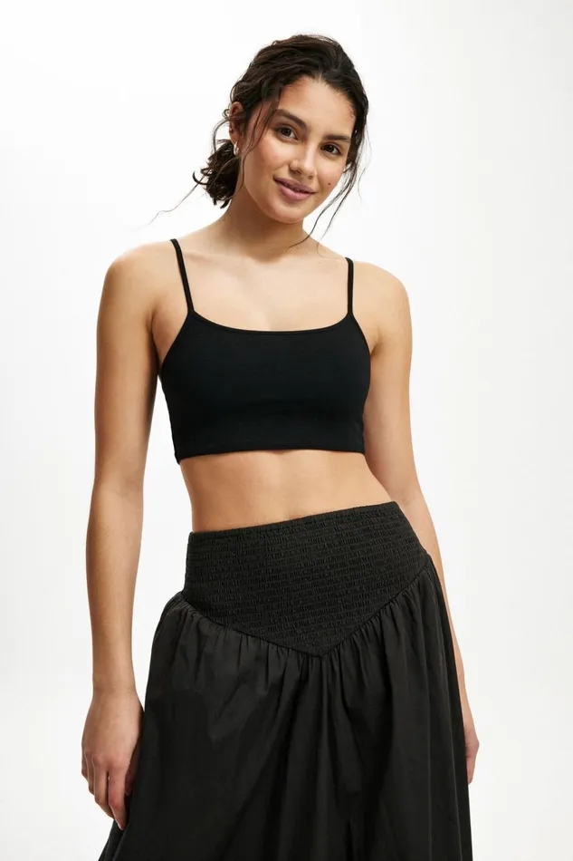 Women Tops Cotton On All Day Micro Crop Cami Black