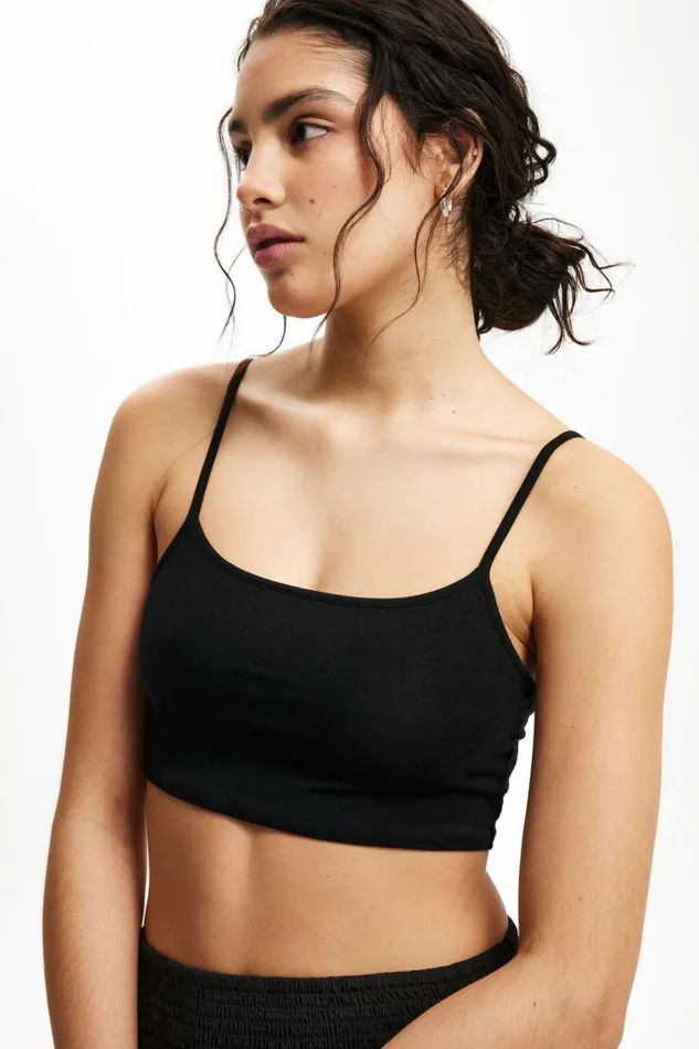 Women Tops Cotton On All Day Micro Crop Cami Black Women Tops Cotton On All Day Micro Crop Cami Black