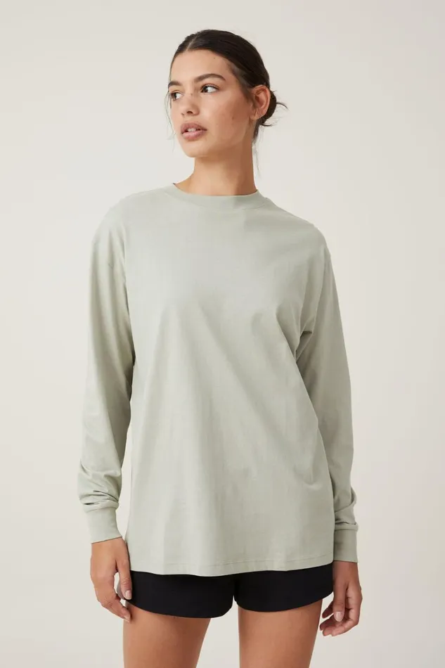 Women Tops Cotton On Brody Oversized Long Sleeve Top Desert Sage