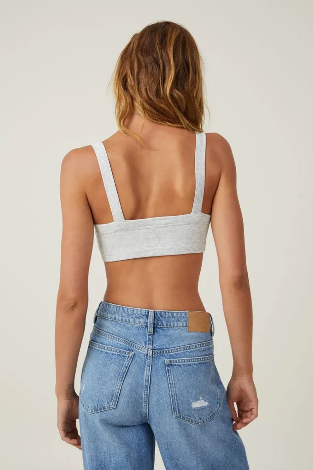 Women Tops Cotton On Cory Micro Crop Tank Light Grey Marle