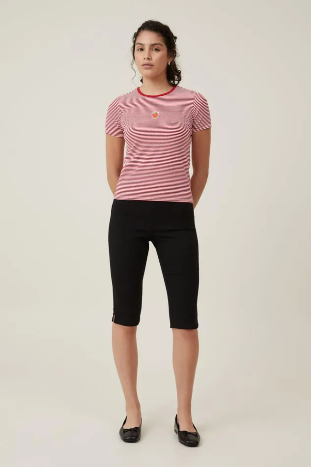 Women Tops Cotton On Fitted Graphic Longline Tee Berry Red White Stripe Women Tops Cotton On Fitted Graphic Longline Tee Berry Red White Stripe