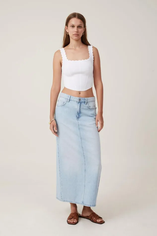 Women Tops Cotton On Knit Corset Cami White