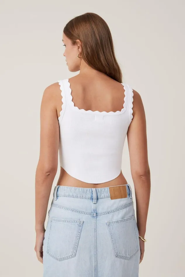 Women Tops Cotton On Knit Corset Cami White