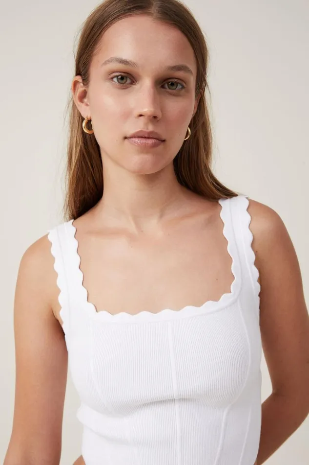 Women Tops Cotton On Knit Corset Cami White