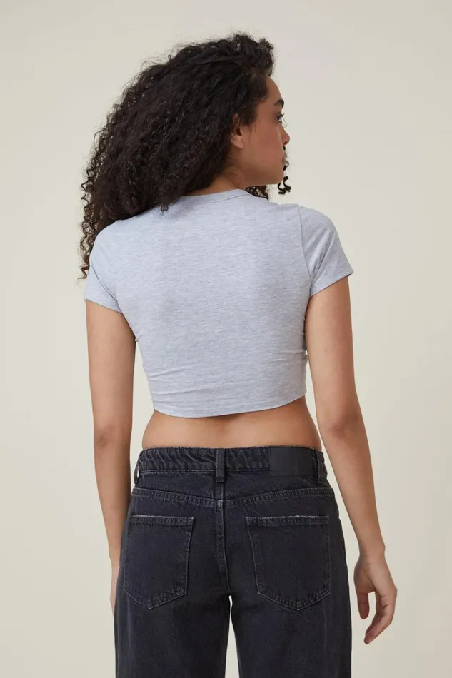 Women Tops Cotton On Micro Crop Tee Grey Marle Women Tops Cotton On Micro Crop Tee Grey Marle