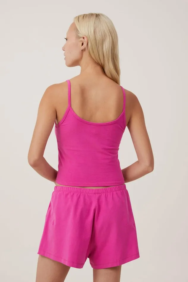 Women Tops Cotton On Peached Jersey Henley Cami Raspberry Mauve