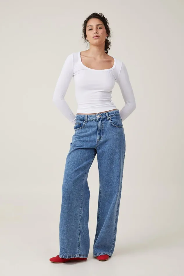Women Tops Cotton On Staple Rib Scoop Neck Long Sleeve Top White Ii Women Tops Cotton On Staple Rib Scoop Neck Long Sleeve Top White Ii