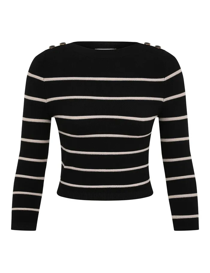 Women Tops Zimmermann Crush Stripe Cropped Top Blackcream