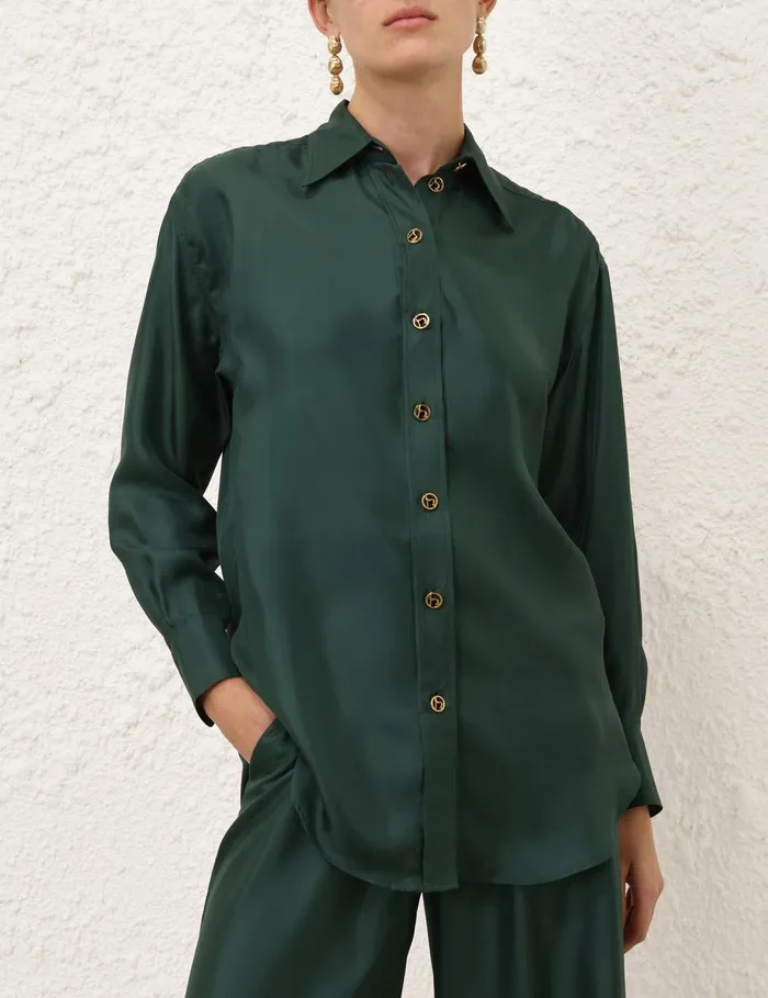 Women Tops Zimmermann Pavilion Relaxed Shirt Pine