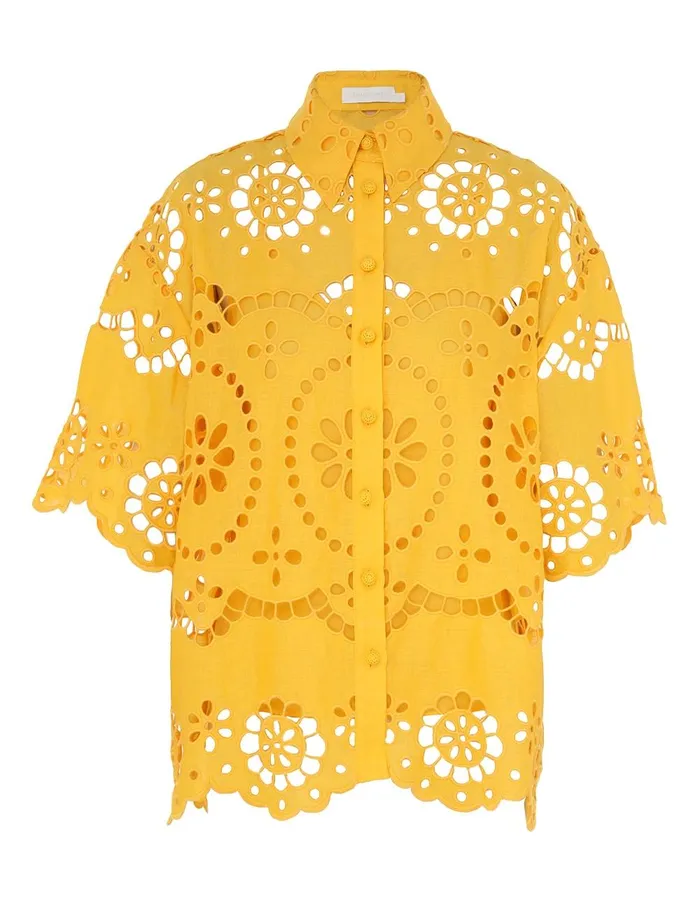 Women Tops Zimmermann Pop Embroidered Shirt Mango