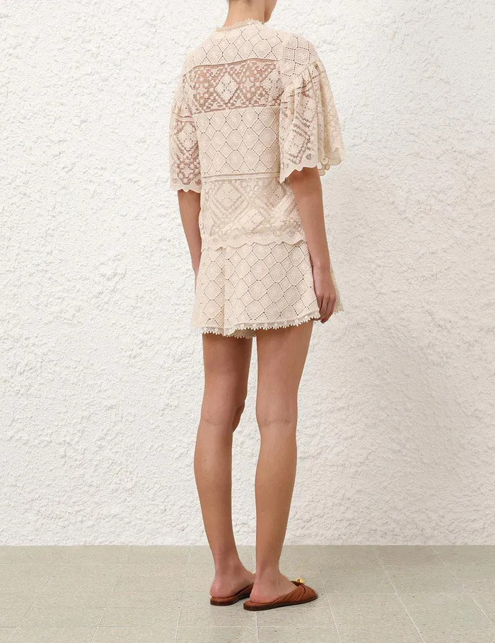 Women Tops Zimmermann Wylie Crochet Blouse Tea