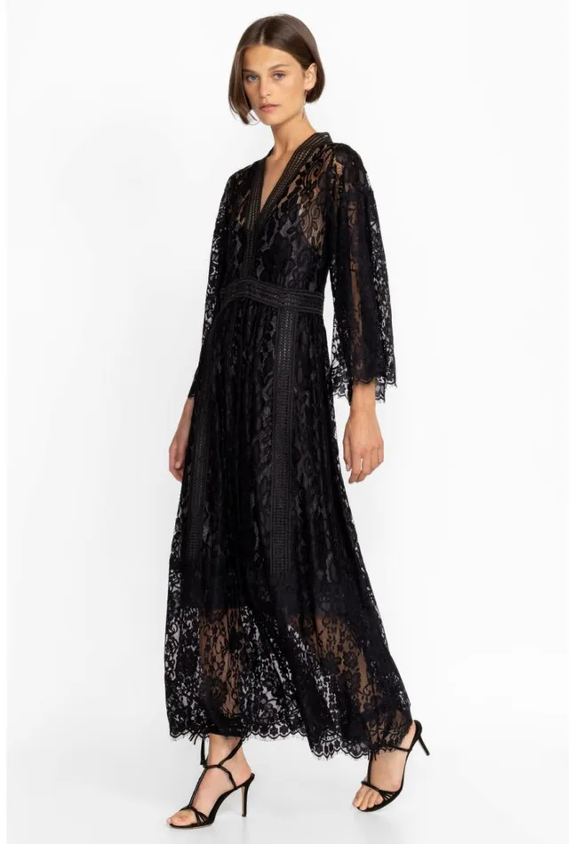 Women Veronne Lace Dress Slip Black Johnny Was Dresses