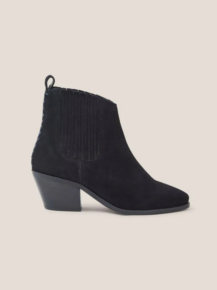 Women White Stuff BOOTS 15 OFF Cherry Suede Ankle Boot Pure Black