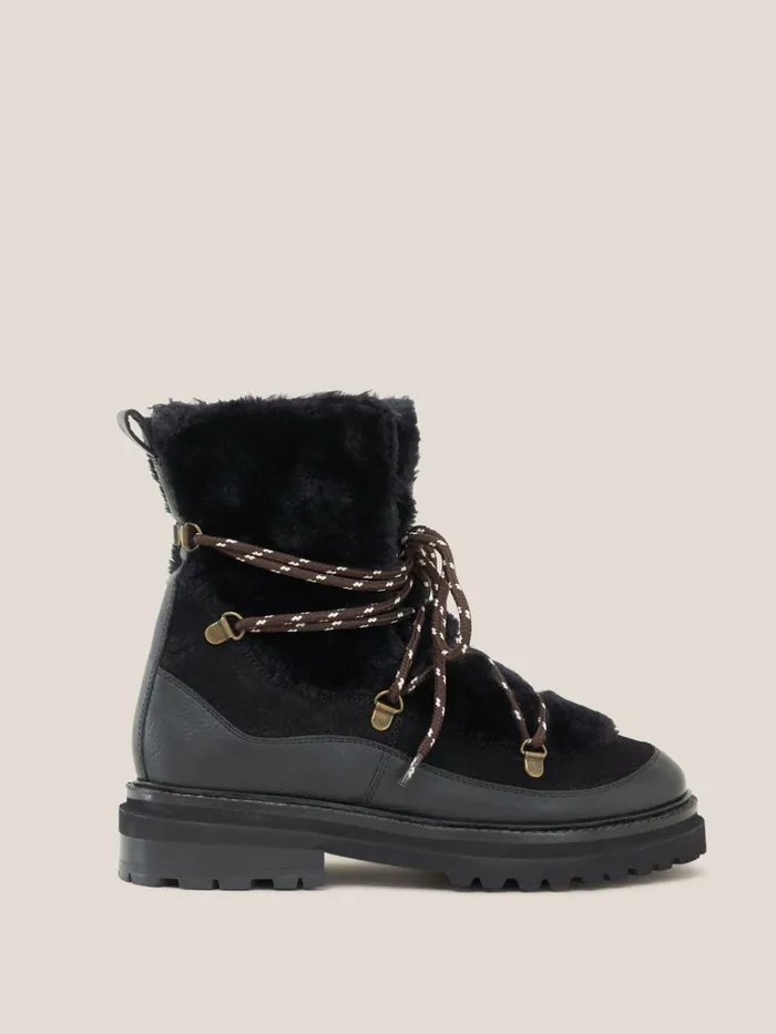 Women White Stuff BOOTS 15 OFF Hailey Lace Up Hiker Boot Pure Black