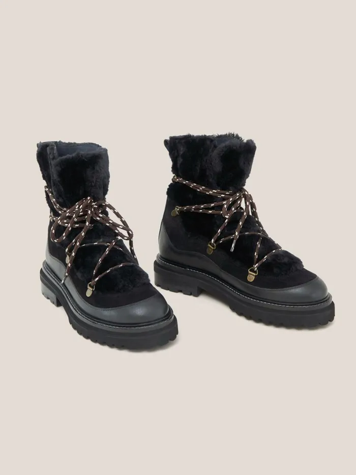 Women White Stuff BOOTS 15 OFF Hailey Lace Up Hiker Boot Pure Black Women White Stuff BOOTS 15 OFF Hailey Lace Up Hiker Boot Pure Black