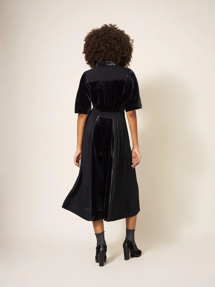 Women White Stuff Dresses Willow Velvet Shirt Dress Pure Black Women White Stuff Dresses Willow Velvet Shirt Dress Pure Black