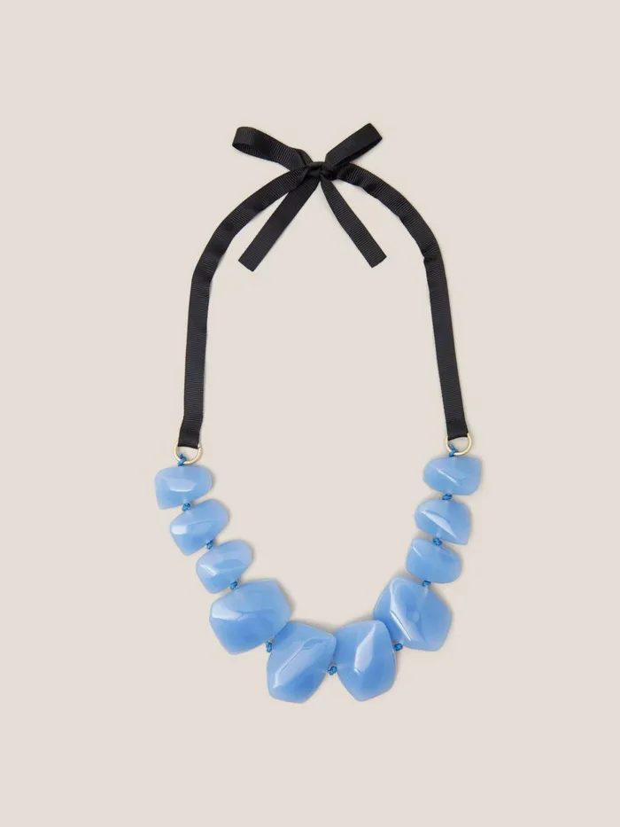 Women White Stuff Jewellery Magnolia Resin Necklace Mid Blue