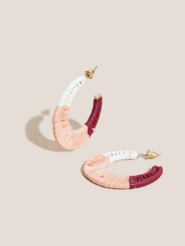 Women White Stuff Jewellery RAFFIA OMBRE HOOP EARRINGS Natural Multi Women White Stuff Jewellery RAFFIA OMBRE HOOP EARRINGS Natural Multi