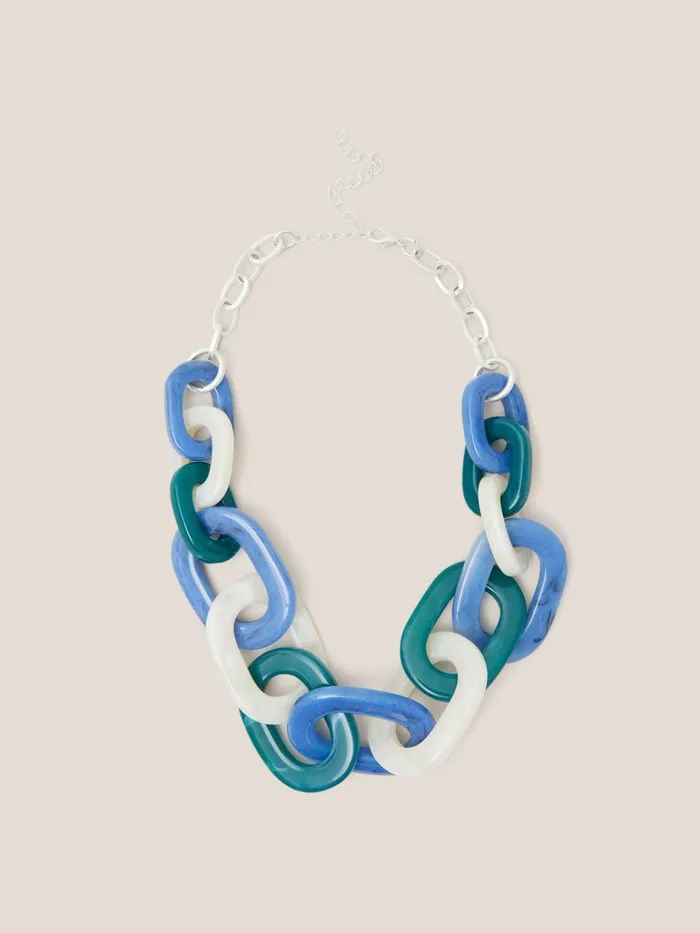 Women White Stuff Jewellery Zalie Resin Chain Necklace Blue Multi