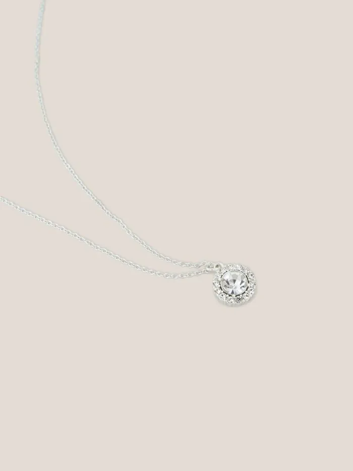 Women White Stuff Partywear Silver Plated Glass Pendant Necklace Silver Tone Metallic Women White Stuff Partywear Silver Plated Glass Pendant Necklace Silver Tone Metallic