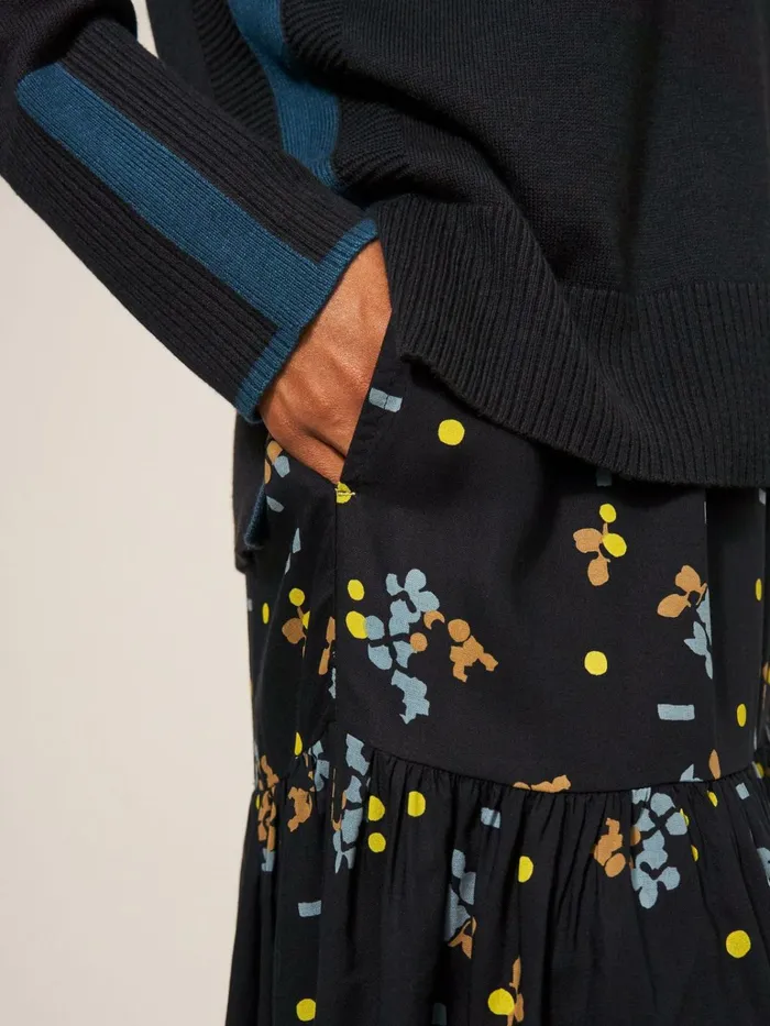 Women White Stuff Petite Clothing Jamima Eco Vero Midi Skirt Black Multi Women White Stuff Petite Clothing Jamima Eco Vero Midi Skirt Black Multi