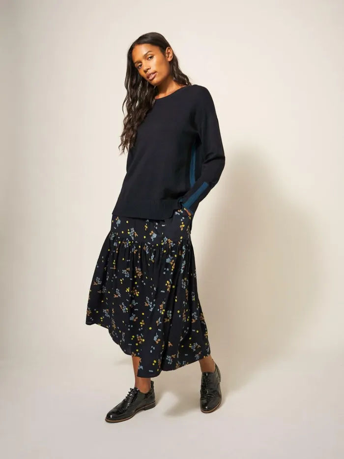 Women White Stuff Petite Clothing Jamima Eco Vero Midi Skirt Black Multi Women White Stuff Petite Clothing Jamima Eco Vero Midi Skirt Black Multi