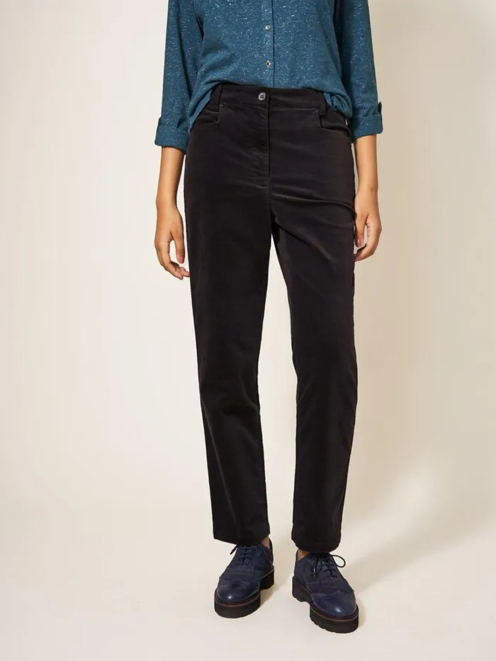 Women White Stuff Petite Clothing Savannah Velvet Trouser Pure Black