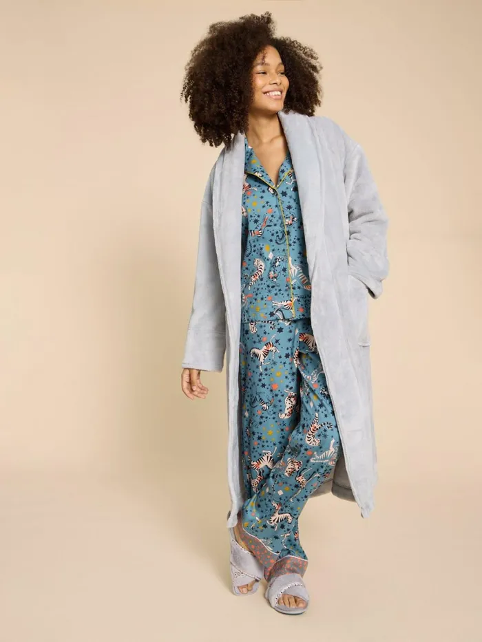 Women White Stuff Pyjamas And Nightwear Clover Cosy Dressing Gown Light Grey Women White Stuff Pyjamas And Nightwear Clover Cosy Dressing Gown Light Grey